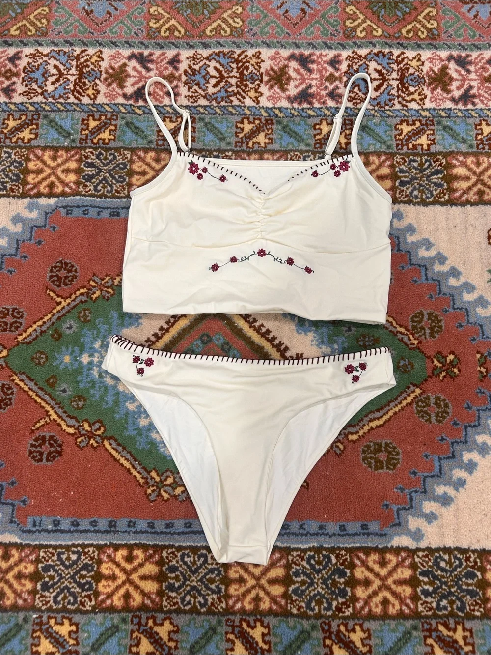 Frankie’s bikinis Embroidered Two-Piece Bikini Set